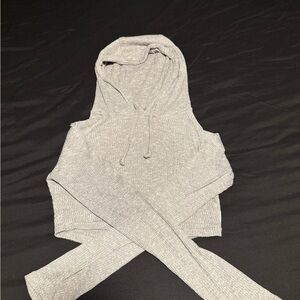 Gymshark Light Gray Knit crop hoodie
